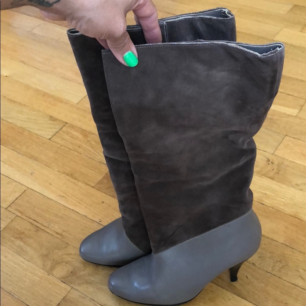 Taupe women’s suede and leather boots